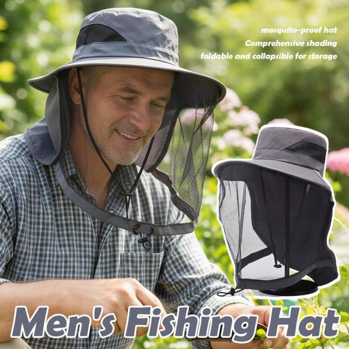 Breathable Bug Mesh Sun Hat Lightweight Mosquito Head Net for Camping Hiking Gardening Beekeeper Protector Cap