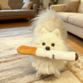 Funny Pet Toys Cigar Big Smoke Plush Squeak Dog Chew Toy Interactive Molar Chew Toy Bite Resistant Fake Cigarette Dog Chew Toy.