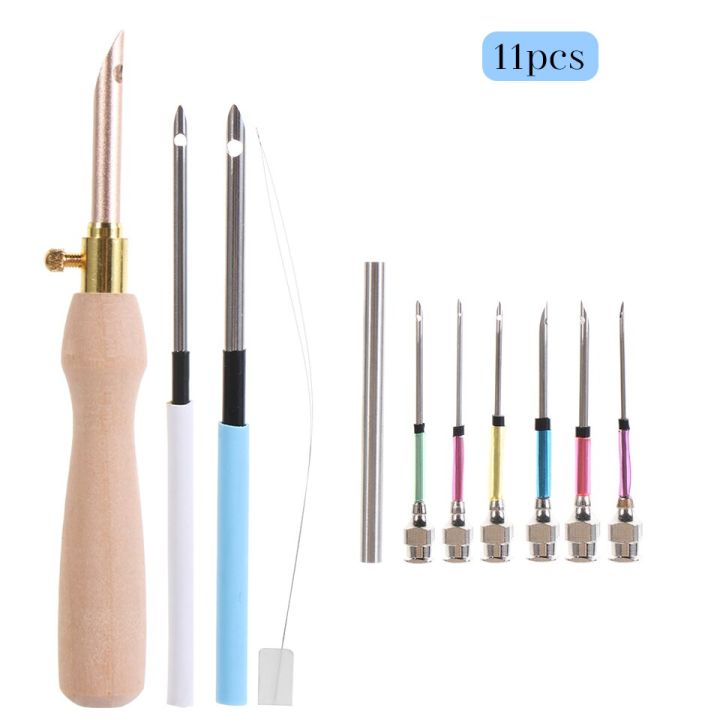 LMDZ 11Pcs Punch Needle Embroidery Kits Wooden Yarn Embroidery Pen