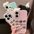 Cartoon 3D Cute Cat Case For iPhone 17 Pro Max Cover 11 16 12 13 14 15 Pro Max 17 Air 15 16 Plus Shockproof Soft Leather Funda. 