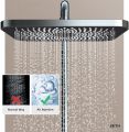 Bathroom Intelligent Piano Keys Shower Faucet Complete Bathroom shower set Digital LCD 4 Function Wall Mount Rainfall Cold Hot Water Bathroom Shower System Rustproof and Durable. 