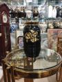 Ceramic Vase 8 inches Black White golden flower. 