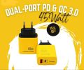 45W Dual Port Super Fast Charger | USB-C (PD 3.0) & USB-A (QC 3.0) | Multi-Device Compatibility for Samsung, Pixel, & More. 