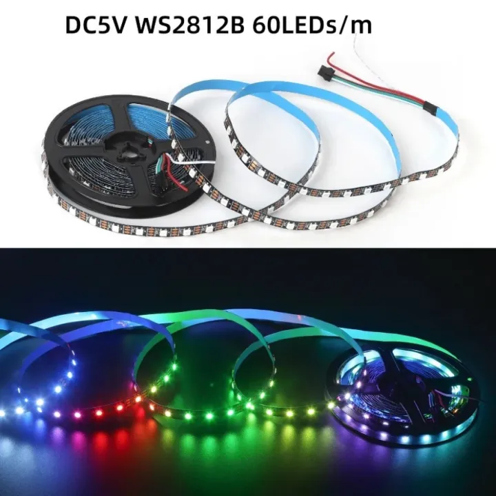 RGBIC%20Smart%20LED%20Strip%20WS2812B%20WS2812%205050%20Individually%20Addressable%20IC%2030/60/144Pixels/Leds/m%20Light%20DC5V%20Black%20IP30/67%20Waterproof%20-%20Image%202