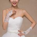 Women' Wedding Lace Gloves Bridal Fingerless Tulle Gloves Crystal Sequins Wrist Cuffs White Hook Finger Gloves.