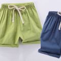 2-10Y Children's Shorts For Boys Girls Cotton Linen Summer Thin Breathable Elastic Waist Beach Sport Short Pants Loose Kids Pant.