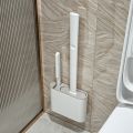 Silicone Toilet Brush Cleaning Brush Flat Head Flexible Wall Mounted Toilet Bowl Cleaner Brush Holder Set for WC Bathroom.