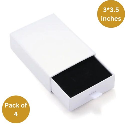 Pack of 4 Black or White ||wholesale packaging material || Jewellary Organizer || White Color Pull Out Jewelry Box Drawer Box for Ring Earrings Necklace Bracelet Jewelry Packaging Storage Gift Boxes for Jewellery