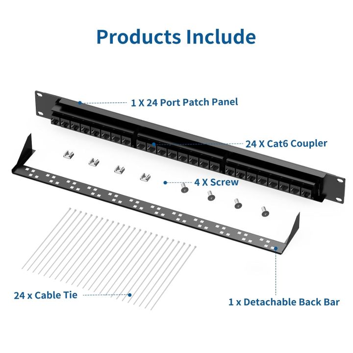 ZoeRax%20Patch%20Panel%2024%20Port%20Cat6%20Cat6A%20Cat7%20with%20Inline%20Keystone%2010G,%20RJ45%20Coupler%20Patch%20Panel%2019-Inch%20with%20Removable%20Back%20Bar%20-%20Image%206