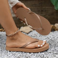 Women's summer casual solid colour lightweight comfortable non-slip bathroom beach pool EVA round head flat bottom flip-flops. 