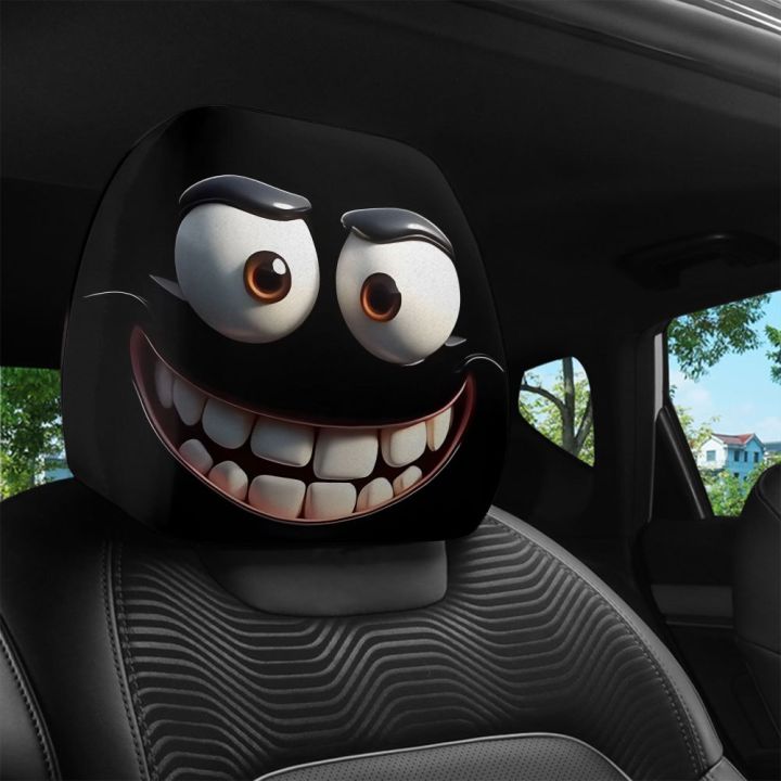 2pcs%20Smiley%20Face%20Printed%20Car%20Pillowcase%20Soft%20Comfortable%20Decorative%20Cushion%20Cover%20Auto%20Seat%20Headrest%20Washable%20Polyester%20Fabric%20-%20Image%203