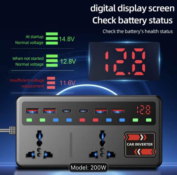 Car%20Inverter,%2012V%7C24V%20to%20110V/220V,%20High-Power%20Fast%20Charging,%20Universal%20Socket%20extension%20plugs%20for%20Cars/Trucks,%204%20USB%202%20PD%20Fast%20charging%20Power%20Converter%20with%20Voltage%20Display,%20200W,%20Suitable%20for%20Mobile%20Phones,%20Computers,%20Etc%20-%20Image%204