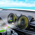 Universal Dual Head 12V Car Dashboard Cooling Fan with 360° Rotation and Two-Speed Control. 