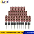 CMCP 102/132pcs Sanding Drum Set 1/4 3/8 1/2 Inch Sanding Bands With Sanding Mandrels For Nail Dremel Accessories. 