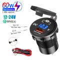 60W PD QC3.0 Car Charger Socket with Voltage Meter Quick Charge 3.0 Socket Power Outlet for 12V/24V Motorcycle Truck Boat. 