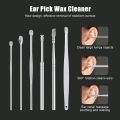 Ear Pick Set Portable Ear Cleaner Set Stainless Steel with Leather Case - 6 Pcs. 