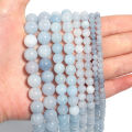 1 Strand 4/6/8mm Natural Aquamarines Stone Beads Blue Round Gemstone Bead for Jewelry Making DIY Bracelet Necklace Accessories.