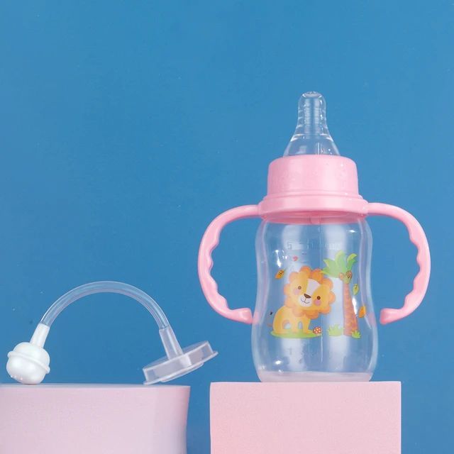 Baby Feeding Nipple Bottle Newborn Infant Milk Water Bottle With Handle ...