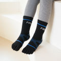 1 pair of four season children's new five finger socks, breathable and sweat absorbent elastic cotton mid tube socks with cute d. 