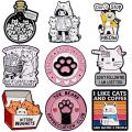 Cute Cat Quotes Enamel Pin Cartoon Cat's Paw Brooch For Coat Women's Brooches Fashion Lapel Badges Jewelry  for Friends. 