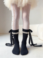 2 Pairs of Girls' Side Heart-Shaped Pearl Pattern Mesh Stockings Are Suitable for Girls to Wear with Their Skirts for Daily Wear. 