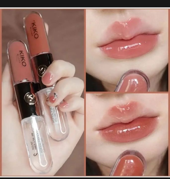 2 in1 Mirror Glossy Lipstick Women Girls Non-Fading Long Lasting Transparent Double Headed Lip Gloss Moisturizing Makeup