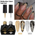 10ml Gold Silver Reflective Glitter Liner Gel Nail Polish Pull Line Gel Graffiti Painting Stripe French Nails DIY Nail Supplies. 