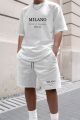 2026 New Summer Men's Letter Printed Comfortable and Breathable Round Neck T-shirt and Shorts Set Solid Color Colo Sportswear. 