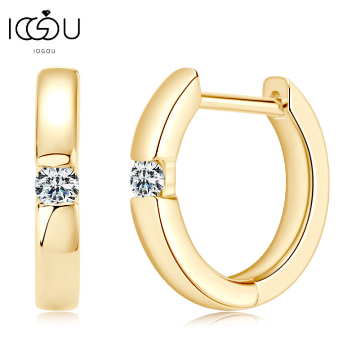 IOGOU 100% Moissanite Hoop Earrings 2.0mm VVS1 Fine Jewelry Original Simple 925 Sterling Silver Earrings for Women Men Gift