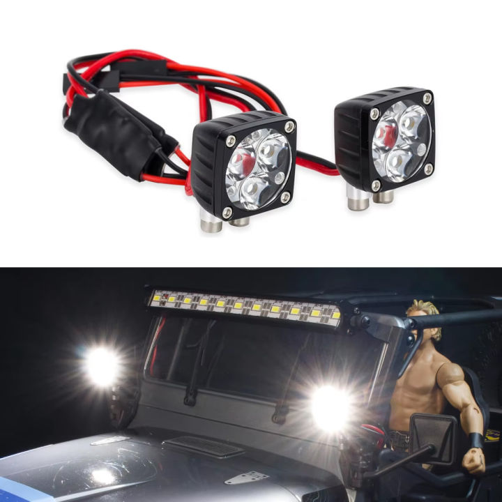Super Bright Square LED Lights Headlight Spotlight for 1/10 1/8 RC Crawler Car Axial SCX10 Traxxas TRX4 TRX6 90046 Redcat Gen8