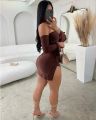 Women Strapless Backless Mini Dress For Women Black Off-shoulder Long Sleeve Bodycon Club Party Dress Clothes.
