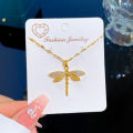 DIEYURO 316L Stainless Steel Personality Dragonfly Pendant Necklace For Women Fashion Girls Clavicle Chain Party Jewelry Gifts. 