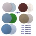 1/2/3/4/5/6 Inch Hook and Loop Sandpaper 25 Pcs Assorted 1000 /2000 /3000 /4000/ 5000 Grit Sanding Paper Round for Polishing.