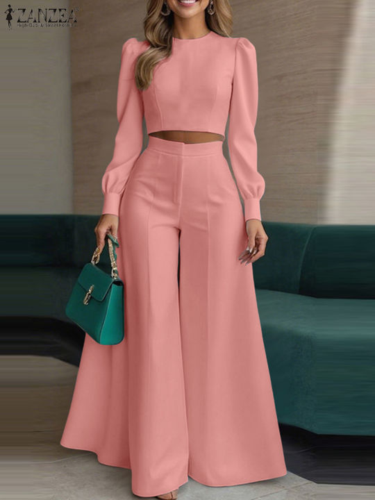 2025%20Autumn%20Pant%20Sets%20ZANZEA%20Fashion%202PCS%20Women%20Outfits%20Solid%20Tracksuits%20Suit%20Long%20Sleeve%20Blouses%20Wide%20Leg%20Trousers%202%20Piece%20Set%20-%20Image%204