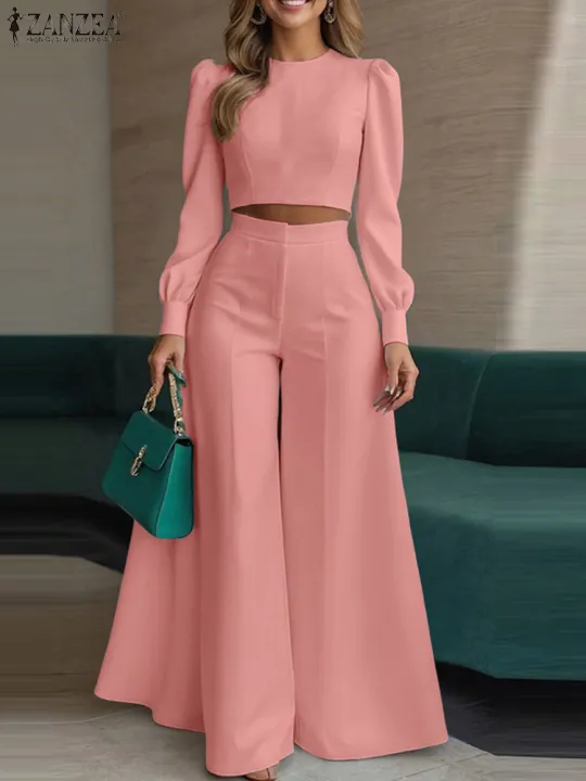 2025%20Autumn%20Pant%20Sets%20ZANZEA%20Fashion%202PCS%20Women%20Outfits%20Solid%20Tracksuits%20Suit%20Long%20Sleeve%20Blouses%20Wide%20Leg%20Trousers%202%20Piece%20Set%20-%20Image%204
