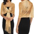 Gold Thread Tassel Scarf Shawl For Women Luxury Glitter Silver Scarves Ladies' Fashionable Simple Party Shawls 160*50cm.