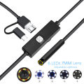 7mm Android Industrial Endoscope Camera IP67 Waterproof 3IN1 USB/Micro USB/Type-C Borescope 6LEDs Adjustable Inspection Camera. 