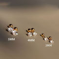 3Pairs Classic Round Cubic Zirconia Stud Earrings For Women Stainless Steel Women's Screw Earrings Tragus Piercing Jewelry .