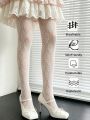 Women's White Hollow Out Tights French Gentle Style Diamond Mesh Friendly Comfortable Versatile Pantyhose For Dating Shopping. 
