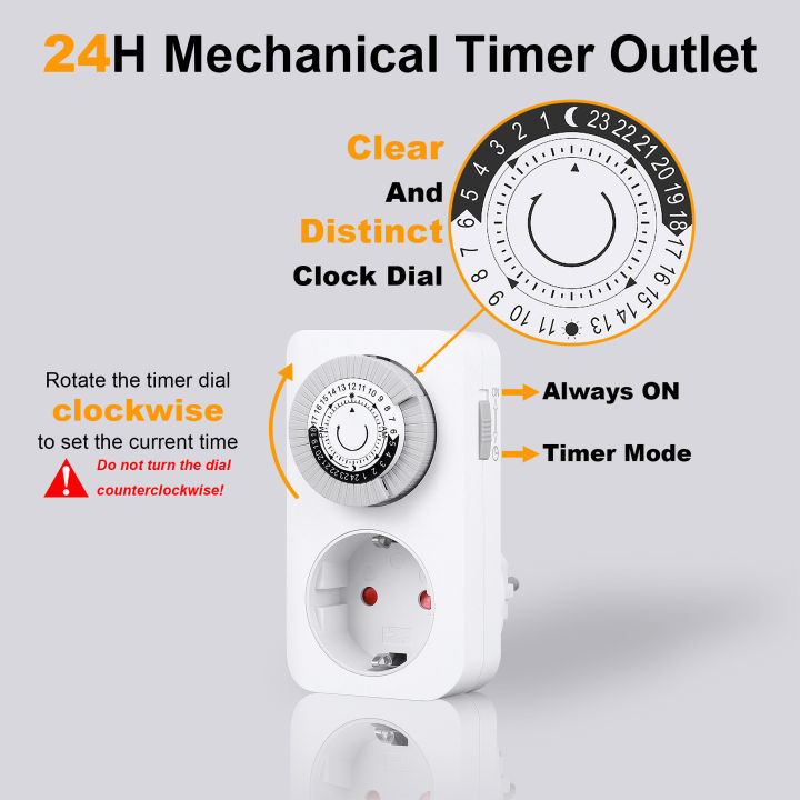 Timed External Socket Mechanical 24 Hour Timer Switch Socket for Home Automation Timed ...