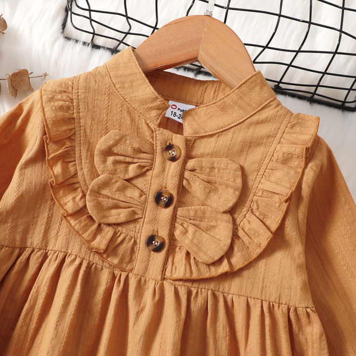 1-6%20Years%20Kid%20Girls%20Dress%20Solid%20Long%20Sleeve%20Fashion%20and%20Casual%20Korean%20Dress%20Spring&Autumn%20Toddlers%20Girls%20Daily%20Versatile%20Clothes%20-%20Image%204
