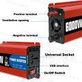 6000W Portable Smart Inverter 12V/24V/48V to 110V/220V AC with USB Port & Alligator Clamps for RVs Trucks Worldwide CE Certified. 