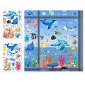 8 Sheets Blue Shark Underwater Sea Fish Theme Window Static Sticker DIY Glass Clings Birthday Baby Shower Party Backdrops Decals. 