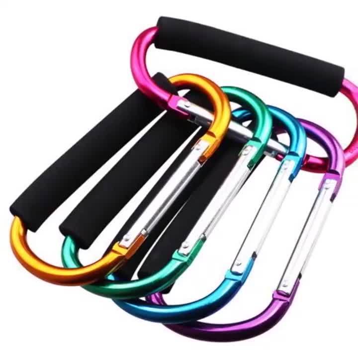 Large Carabiner Stroller Hooks Organizer Aluminum D Ring Spring Snap Keychain Clip Carry Handle for Hanging Purses Shopping Bags