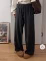 Soft and Comfortable to Wear Elastic Waist, Thick Double-Sided Fleece, Wide-Leg Casual Pants. 