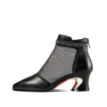 Botas Femininas Women Fashion Mesh Breathable Black Patent Leather Ankle Boots Lady Classic Beige Back Zip Autumn Shoes A235. 