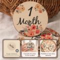 6+2Pcs/Set Wooden Milestone Number Monthly Flower Double Sided Cards Baby Age Photography Accessories Newborn Growth Memorial. 