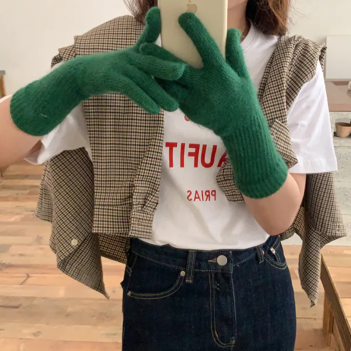 2024%20Female%20Elastic%20Full%20Fingers%20Gloves%20long%20Rabbit%20Wool%20Gloves%20Women%20Winter%20Mittens%20%20Solid%20Color%20Mittens%20Thicken%20Warm%20Gloves%20-%20Image%207