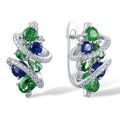 Huitan Green/Blue Cubic Zirconia Hoop Earrings for Women New Temperament Elegant Bridal Wedding Party Earrings Trendy Jewelry. 