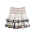 European And American Style Autumn New Women Clothing V-neck Loose Retro Heavy Embroidery Bat Shirt Top Skirt Street Style Suit. 